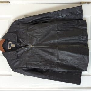 Old Navy Y2K Vintage Classic Distressed Genuine Leather Jacket Black Large